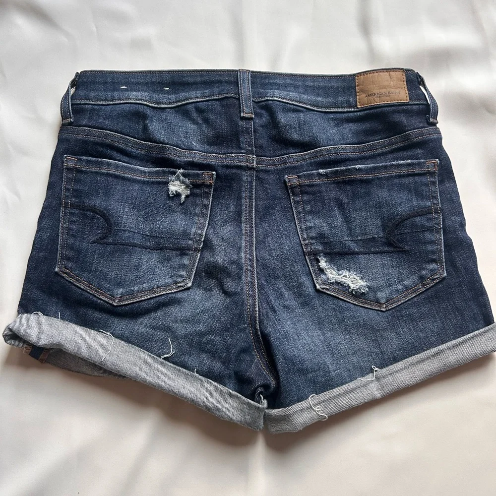 American Eagle Outfitters Women's Ripped Jean Shorts - Dark Blue - Picture 4 of 4